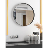 Metal Round Wall Mirror, Bathroom Mirror, 32" Round Mirror, Metal Wall Mirror, Modern Contemporary Circle Mirror, Metal Frame Wall Mounted Mirror, for Bedroom, Living Rooms, Entryway, Black