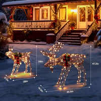 2pcs 4ft 30V 3.6W Moose Family 200LED Leather String Light, Garden Moose Decoration for Christmas Outdoor Yard Garden Decorations,Brown