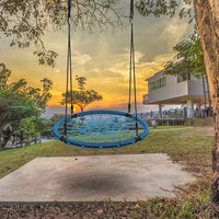 Spider Web Tree Swing 40" for Kids Adults Outdoor Play Round Platform Net Swing Seat for Backyard Playground - Fun for Kids - Included Accessories(Blue)