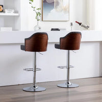 Adjustable Swivel Bar Stools Set of 2,Counter Heigh Bar Stools with Back,fabric Bar Stool for Kitchen Island,Upholstered Pub Stools with Footrest,Armless Dining Chairs for Bar(Dark Gray)
