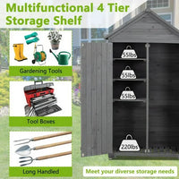 Outdoor Storage Cabinet, Solid Wood Garden Shed, Outside Storage Tool Shed with Adjustable Shelves and Double Lockable Doors, Waterproof Roof, Vertical Organizer Cabinet for Outside, Garden, Yard