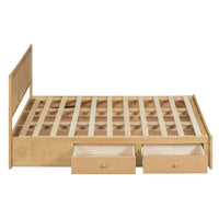 Full Size Platform Bed with Headboard for Kids Adults, Lift up Storage Bed Frame with Underneath Storage and 2 Drawers for Bedroom, Natural