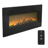 42-Inch Wall Hanging Electric Fireplace Heater with Realistic Flame, Fireplace Stove Heater with Remote Control, Fireplace Stove for Indoor, 1400W, Black