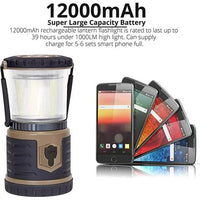 LED Camping Lantern Rechargeable, 12000mAh Waterproof Tent Light with 6 Adjustable Light Modes, Lasts for 432 Hours on a Single Charge, USB Camping Lamp for Hurricane, Emergency and Hiking