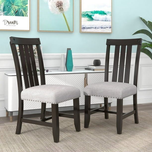 Set of 2 Dining Chairs,Upholstered Side Chair with Nailhead and Wood Legs,Modern High-end Tufted Dining Chair for Kitchen Room,Home, Apartment
