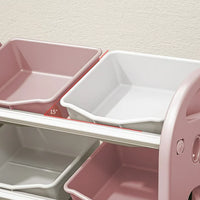 Toy Storage Organizer for Kids, Multi-Purpose Storage Bins with 3-Tier Design and 6 Removable Plastic Bins, Classroom Storage Cabinet for Playroom Daycare Bedroom, Pink