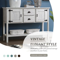 48'' Console Table, Wood Buffet Cabinet with Storage, Retro Style Sideboard Buffet Cabinet Entryway Console Table with 2 Drawers, 2 Cabinets and Bottom Shelf for Living Room Kitchen Dining Room, White