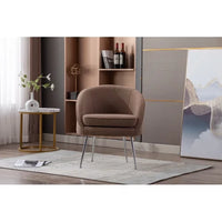 Modern Teddy Fabric Accent Barrel Chair with Metal Legs, Sherpa Furry Upholstered Lounge Armchair with Thick Padded Seat & Backrest,Single Sofa Chair for Living Room Bedroom Office