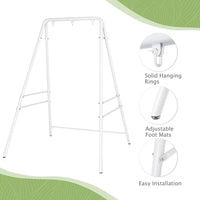 Hammock Chair Stand, Swing Stand with Hooks Fit for Most Hanging Chair, Ground Nails for Outdoor or Rubber Clamps for Indoor, Hanging Stand Only Max Load 550Ibs, Swing Chair not Include-White