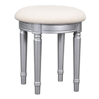 43" Luxury Dressing Table Set, Mid-centery Dresser with Tri-fold Mirror, 5 Drawers, Stool, Baroco Style Makeup Vanity Set for Bedroom, Living Room, Silver