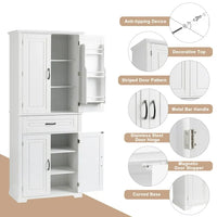 Bathroom Cabinet with Doors and Drawer,Floor Cabinet with Multiple Storage Space and Adjustable Shelf,Wooden Storage Cabinet for Home Office Living Room Bathroom Bedroom,White