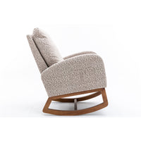 Modern Rocking Chair with Side Pocket, Upholstered Nursery Glider Rocker for Baby and Kids, High Back Accent Armchair for Living Room Bedroom Office, Hold up to 300lbs, Leopard Gray