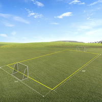 2 Pcs Steel Frame Football Goal, 6.6Ft Football Goal Post Set for Adults Kids Indoor Outdoor, Portable Soccer Goal Net and Field Rope, Including Galvanized Pipe, Easy Assembly