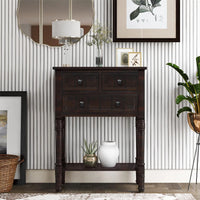 Narrow Console Table, Slim Sofa Table with Three Storage Drawers and Bottom Shelf for Entryway, Front Hall, Hallway, Sofa, Couch, Living Room, Coffee Bar, Kitchen, Easy Assembly (Espresso)