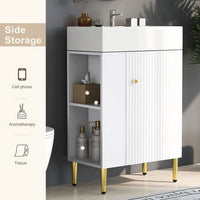 Bathroom Vanity, Cabinet with Undermount Sink Overflow White Drop in Ceramic Sink Top, 21.6" Bathroom Vanity, Solid Structure, Easy Assemble, Left side storge