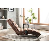 Electric Massage Recliner Chair Linen Chaise Lounge Indoor Chair, Modern Long Lounger for Office or Living Room (Coffee)