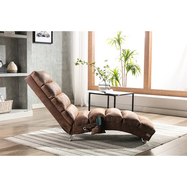 Electric Massage Recliner Chair Linen Chaise Lounge Indoor Chair, Modern Long Lounger for Office or Living Room (Coffee)