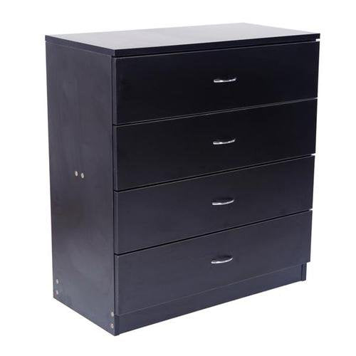 4-Drawer Dresser, Modern Chest with Wide Storage Space Functional Organizer with Particle Board Frame, Suitable for The Bedroom, Living Room, Kid’s Room (Black)