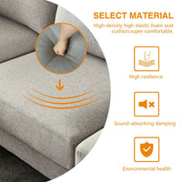 L Shape Sectional Couch, Modern Sectional Chaise Upholstered Leisure Sofa with Golden Metal Legs, 3-seat Sectional Corner Couch for Small Apartment Living Room, 92.9"L x 59.8"W x 31.1"H, Grey