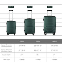Luggage Sets with Expandable ABS Hardshell, 3pcs Clearance Luggage Hardside, Lightweight Durable, Suitcase Sets, Spinner Wheels Suitcase with TSA Lock 20in/24in/28in, Dark Green