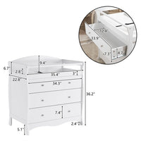 3 Drawers Changing Table,Baby Wooden Bed Nursing Table With Seat Belt and Rails,Infant Diaper Changing Station for Bedroom,Nursery,White