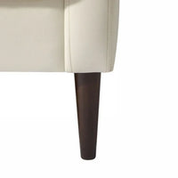 Velvet Accent Chair, Modern Single Person Sofa Side Chair with Solid Wood Legs, Upholstered Arm Chair Club Chair for Living Room Bedroom Office, White