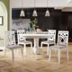 Dining Table Set for 4, Mid-Century 5-Piece Extendable Round Dining Table Set with 4 Upholstered Dining Chairs, Dining Table and Chairs Set for Kitchen Living Room Small Places, White