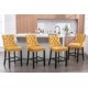 Modern Velvet Counter Bar Stools Set of 2, Contemporary Velvet Upholstered Barstools, Full Back Counter Height Chairs, Button Tufted Dining Chair, Leisure Style Bar Chairs,for Kitchen, Gold