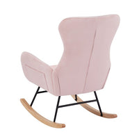 Rocking Chair Nursery, Accent Chair with High Backrest and Armrests Glider Chair for Baby Nursing with Cushion Teddy Velvet Upholstered Indoor Glider Rocker Comfy Armchair for Living Room,Pink