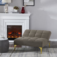 Single Sofa Chair, Convertible Couch Bed Futon, Armless Couches with Gold Metal Legs Teddy Fabric for Living Room Bedroom Apartment Office Small Space (Taupe)