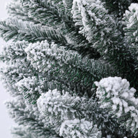 7FT Prelit Snow Flocked Artificial Pencil Christmas Tree, Xmas Tree with 150 LED UL Plug Warm Lights 570 Branch, Artificial Slim Xmas Tree Indoor Outdoor Home Decor Holiday, Green