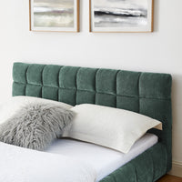 Triple Tree Queen Size Upholstered Bed ,comfortable upholstered bed frame, Chenille fabric, with headboard and solid bed frame. With drawer for storage.-green(88.5''*68.5''*31'')