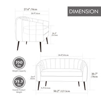Triple Tree 50.2'' Wide Upholstered Chenille Mini Loveseat Accent Couch, Modern Glam Small Settee with Metal Legs