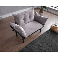 Futon Sofa Bed, Lounge Memory Foam Sleeper Couch for Living Room, Convertible Modern Chenille Sofa for Compact Living Spaces, 49" W (Gray)