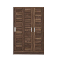 3-Door Shutter Wardrobe with Shelves for Kids Adults Use, Large Storage Wardrobe Cabinet for Bedroom, Walnut