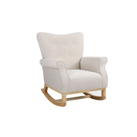 Modern Rocking Chair, Upholstered Accent Chair with Padded Seat,Small Contemporary Rocker for Nursery, Playroom, Bedroom and Living Room,Kids Cushioned Arm Chair,Beige