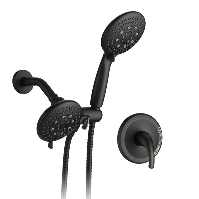 Shower Tub Kit, Tub and Shower Faucet Set（Valve Included) with 35-Mode 2 in 1 Handheld and Rain Shower Head System, Single-Handle Tub and Shower Trim Kit, Matte Black