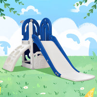 4 in 1 Climbing Toys for Toddlers, Freestanding Playground Climber Slide Playset with Basketball Hoop & Slide & Climbing Ramp & Hidden Space, Play Combination Amusement Park for Indoor & Outdoor, Blue