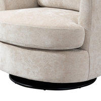 31.9"W Chenille Swivel Accent Barrel Chair, Modern Round Oversized Barrel Chairs, Sofa Lounge Accent Chair, 360 Degree Club Chair, Leisure Arm Chair for Bedroom, Living Room, Hotel, Office, Beige