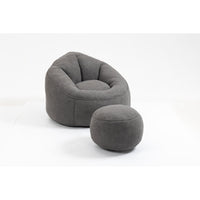Bean Bag Chair with Ottoman,High Pressure Foam Bean Bag Chair for Adult,Lazy Sofa Chair with Padded Foam Padding,Comfortable Accent Chair for Living Room Bedroom Apartment,Grey