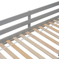 Minimalist Twin Loft Bed for Kids, Pine Wood Loft Bed with Ladder and Platform, Space Saving Loft Bed for Dormitory, Bedroom, Youth Hostel, Gray