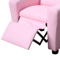 Kids Recliner Chair with Cup Holder,Toddler Recliners for Kids Age 0-5 with Side Pockets and Non-Slip Footstool,PU Leather Armrest Sofa Couch,Single Theater Seating Chair for Girls Boys Kids,Pink