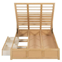 Full Size Platform Bed with Headboard for Kids Adults, Lift up Storage Bed Frame with Underneath Storage and 2 Drawers for Bedroom, Natural