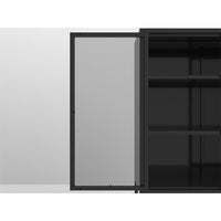 Sideboard Buffet Cabinet,47.2"H Storage Cabinet Kitchen Buffet,Stylish Metal Pantry Cabinet with 2 Mesh Doors,Accent Storage Cabinet with Adjustable Shelves for Office Dining Room Living Room,Black