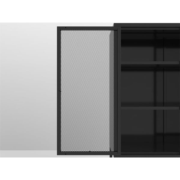 Sideboard Buffet Cabinet,47.2"H Storage Cabinet Kitchen Buffet,Stylish Metal Pantry Cabinet with 2 Mesh Doors,Accent Storage Cabinet with Adjustable Shelves for Office Dining Room Living Room,Black
