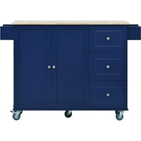 Rolling Mobile Kitchen Island with Storage Cabinet and Drop Leaf, Kitchen Cart with Three Drawers and Store Platform, Trolley Cart Paper Towel Rack and Spice Rack Kitchen Cart on Wheels