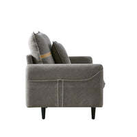 3-Seat Sofa Couch, Mid-Century Tufted Love Seat with 2 Pillows & Hidden Storage Bags, 2-Seat Upholstered Deep Sofas Couches Loveseat for Living Room Bedroom Office Apartment Dorm Studio, Gray