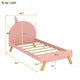 Twin Size Platform Bed Frame, Wooden Cute Bed with Unicorn Shape Headboard and Slats Support for Kids Boys Girls, Easy Assembly, No Box Spring Needed, Pink