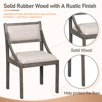 Dining Chairs Set of 2, Retro Upholstered Dining Chairs with Solid Wood Frame and Curved Armrest, Mid-Century Accent Chairs Side Chairs with Hollow Back for Living Room Bedroom Kitchen, Gray