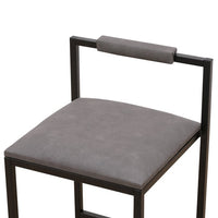 PU Leather Counter Height Stools Set of 2, 26in Bar Stools with Back and Metal Footrest, Modern Upholstered Armless Bar Chair for Kitchen Island, Home Bar, Gray